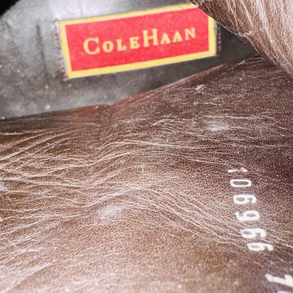 Cole Haan Boots Men 9.5 Brown Pebbled Leather Ankle Zip Classic Dress Work Vtg - Picture 9 of 11